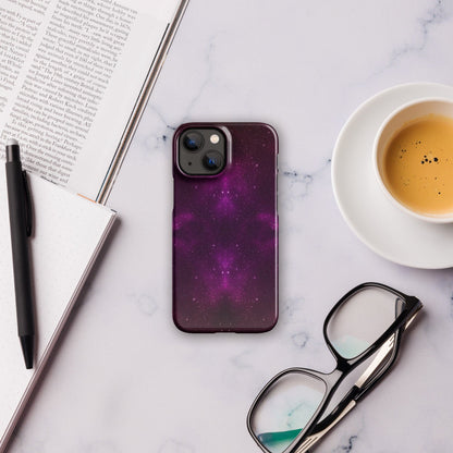 Dark purple space snap phone case for iPhone® with visible quad-camera cutouts
