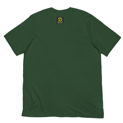 Forest green crew-neck T-shirt with small chest logo patch