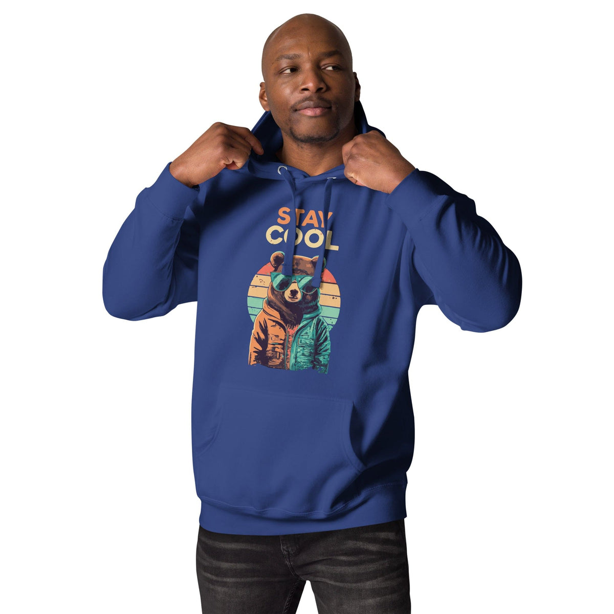 Team Royal blue teddy bear graphic hoodie with drawstring hood and front kangaroo pocket