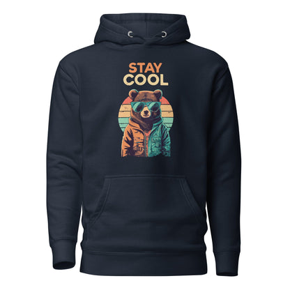 Navy blazer teddy bear graphic hoodie with front kangaroo pocket and drawstring hood