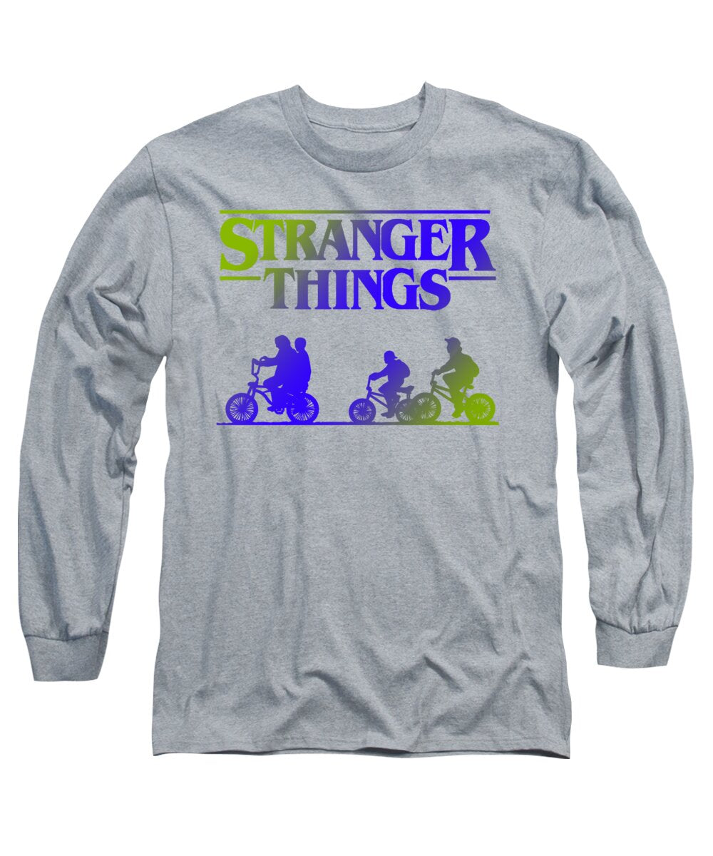 Kids heather gray long sleeve T-shirt with front Stranger Things graphic print