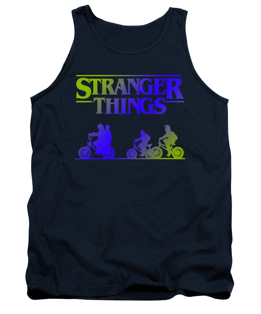 Navy kids tank top with Stranger Things graphic front