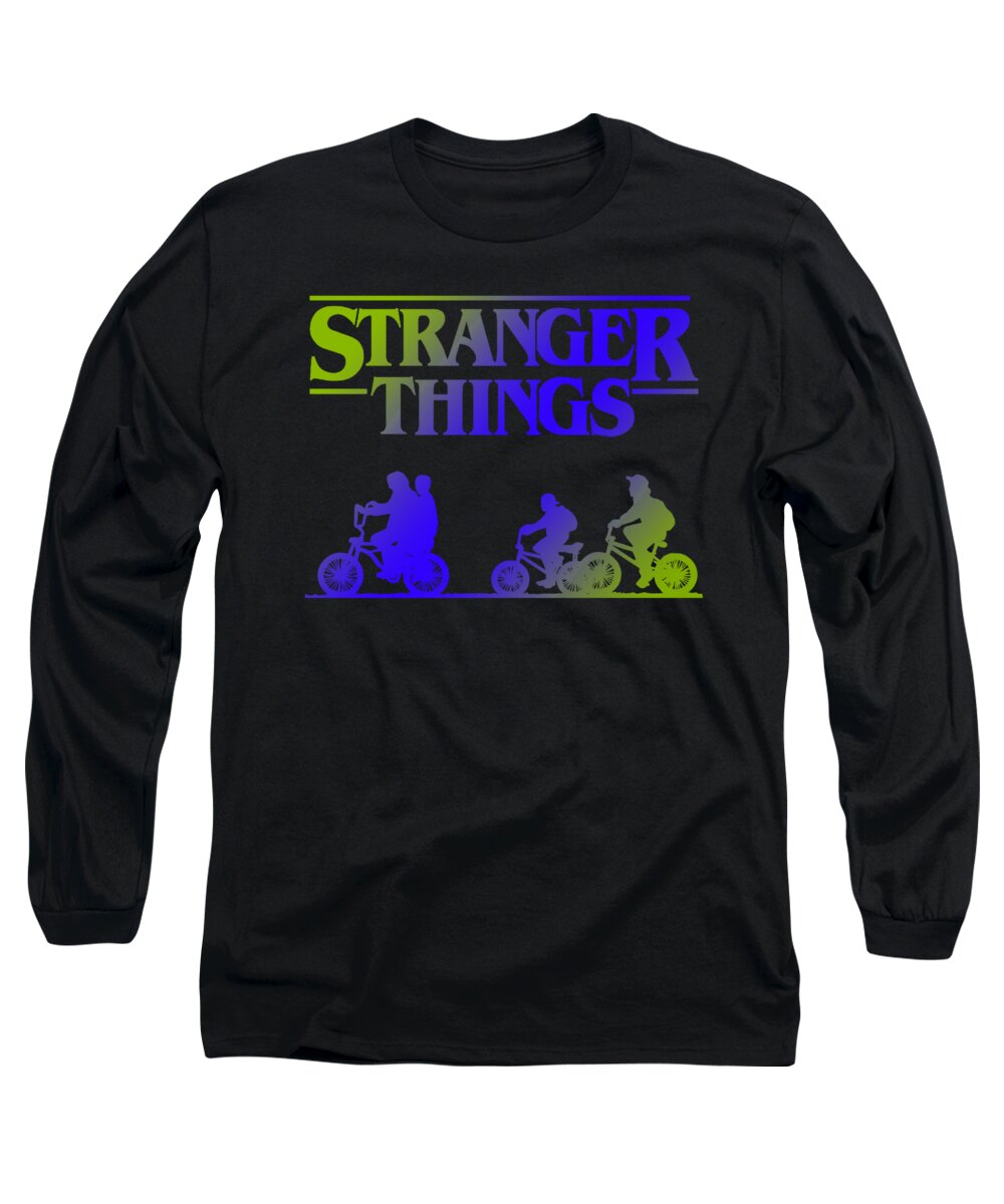Kids black long sleeve T-shirt with front Stranger Things graphic print