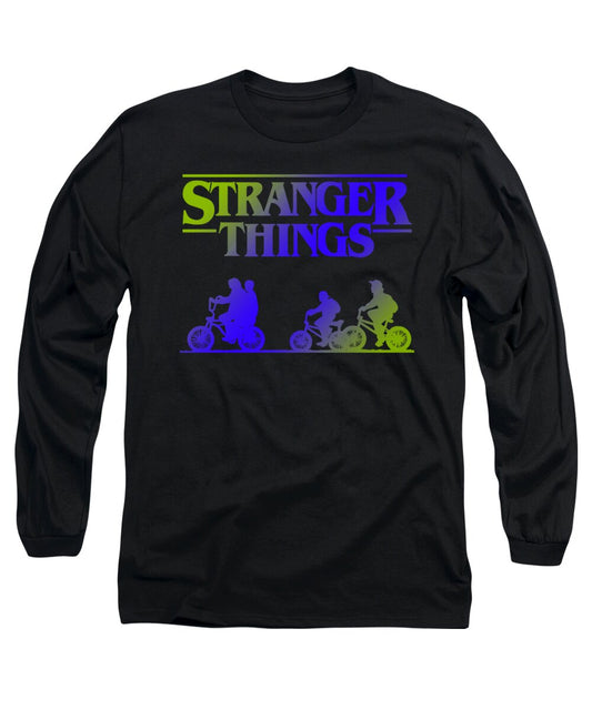 Kids black long sleeve T-shirt with front Stranger Things graphic print