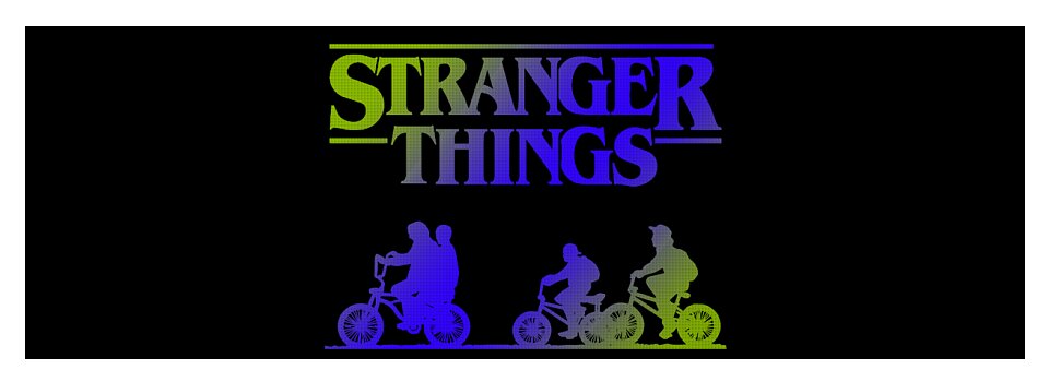 Kids yoga mat with centered Stranger Things logo and cyclists on black