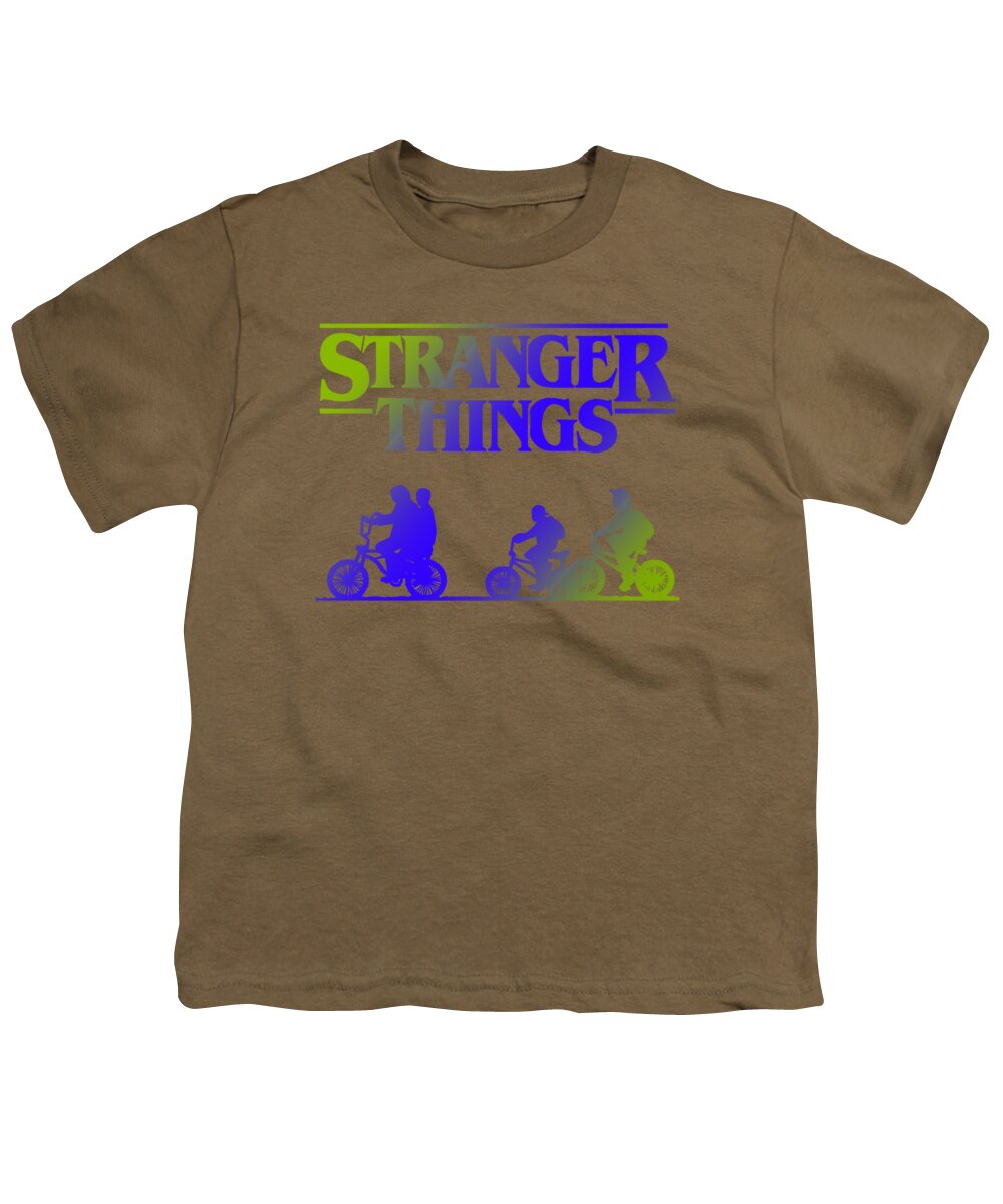 Brown youth T-shirt with Stranger Things graphic on the front