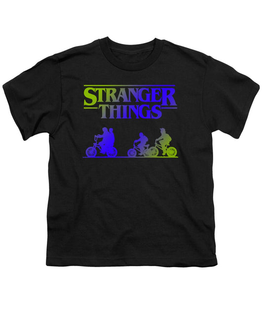 Youth T-shirt in black with Stranger Things graphic on front