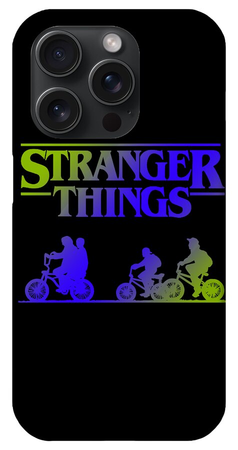Stranger Kids black phone case with raised camera cutouts and “STRANGER THINGS” artwork