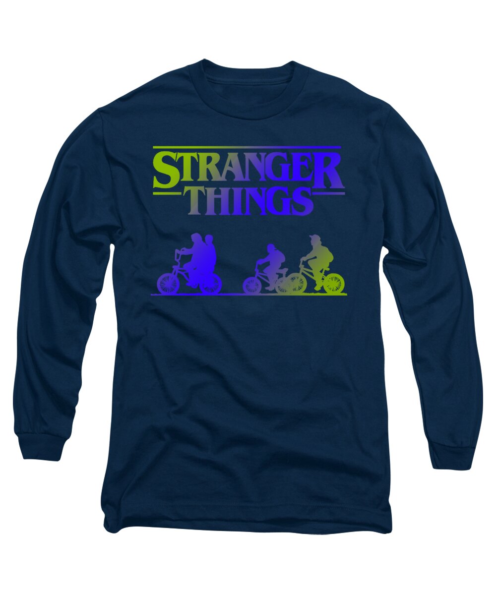 Kids navy long sleeve T-shirt with front Stranger Things graphic print