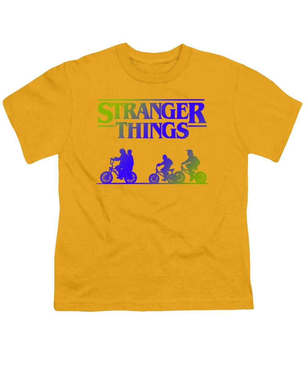 Youth T-shirt in yellow with Stranger Things graphic on front