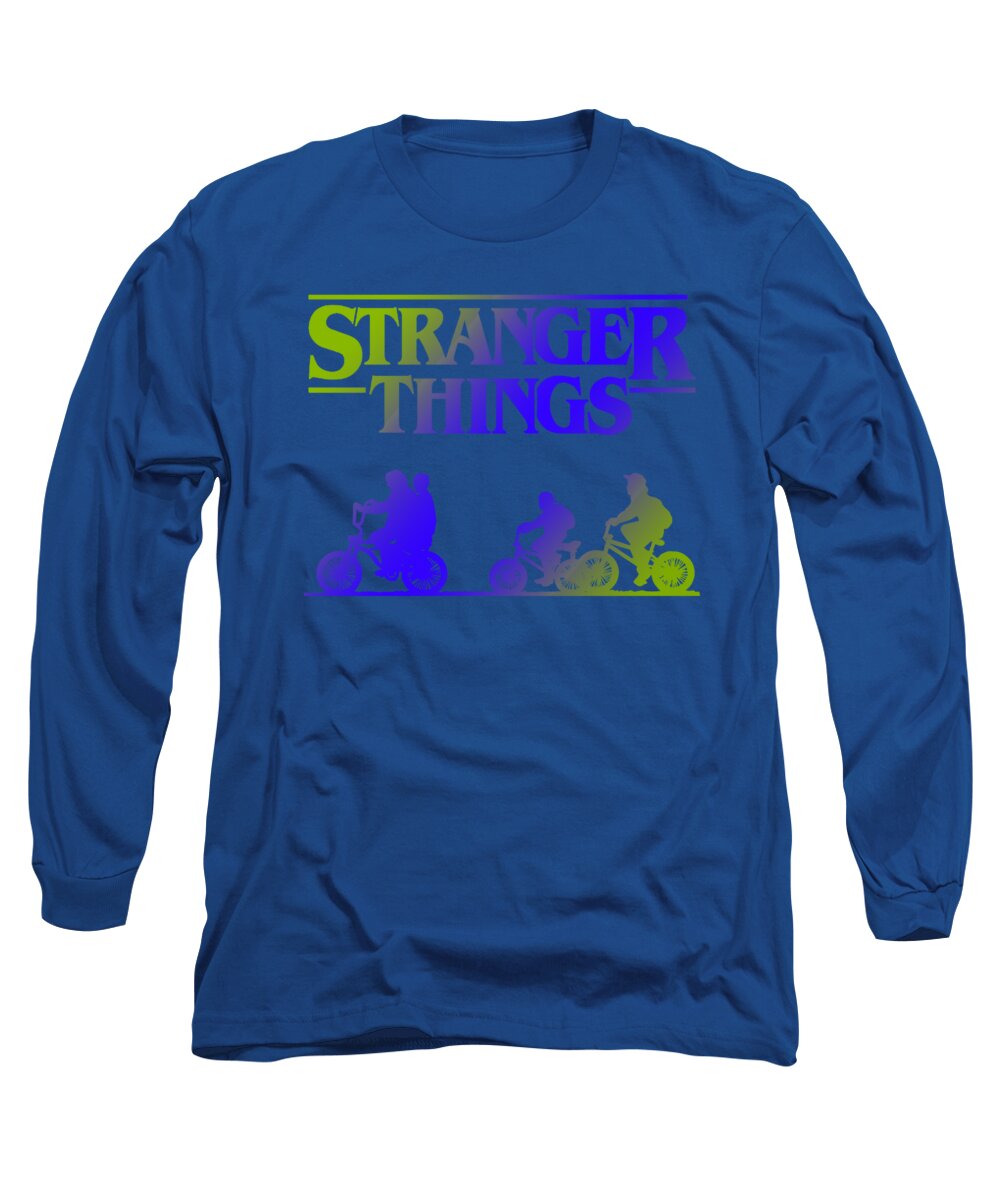 Kids royal blue long sleeve T-shirt with front Stranger Things graphic print