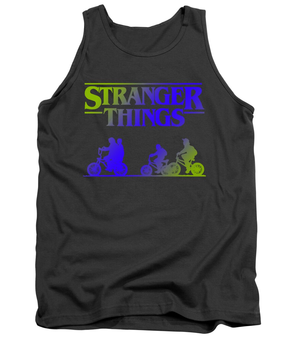 Charcoal kids tank top with Stranger Things graphic front