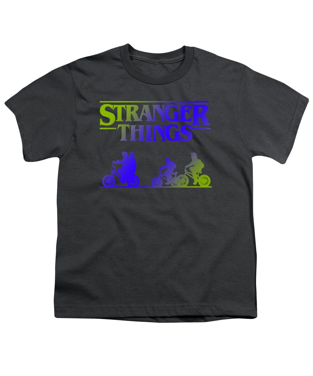Youth T-shirt in charcoal with Stranger Things graphic on front