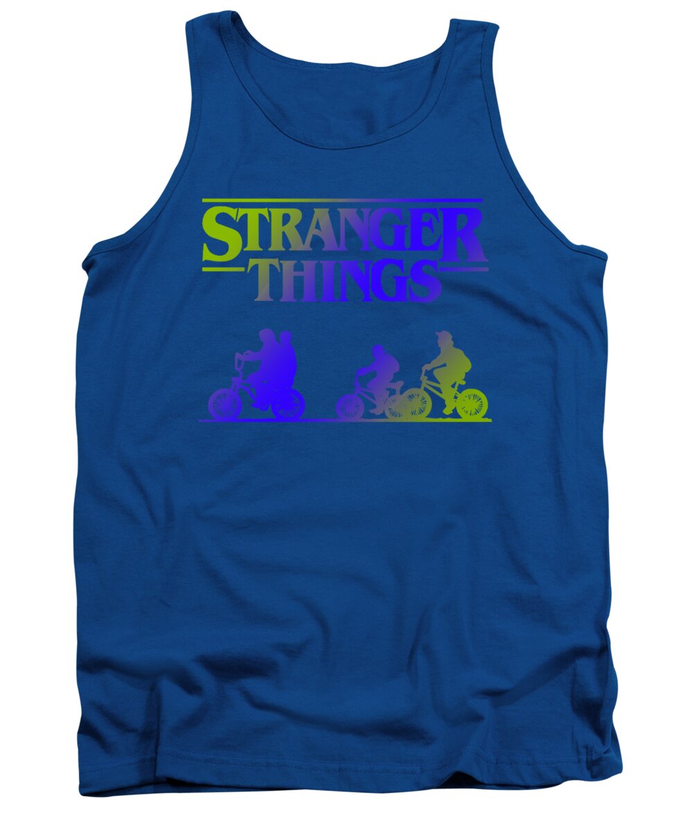 Blue kids tank top with Stranger Things graphic front