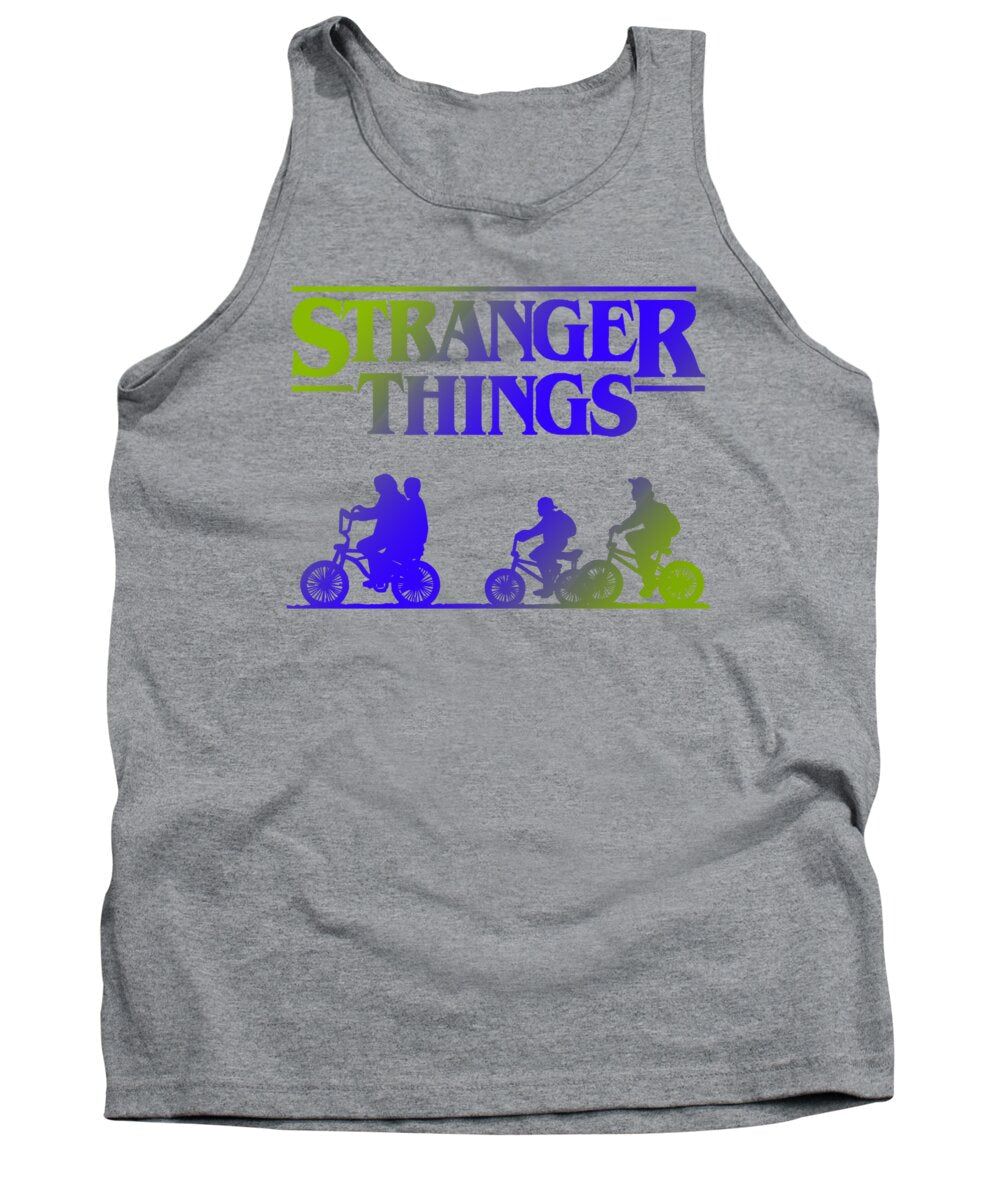 Heather gray kids tank top with Stranger Things graphic front