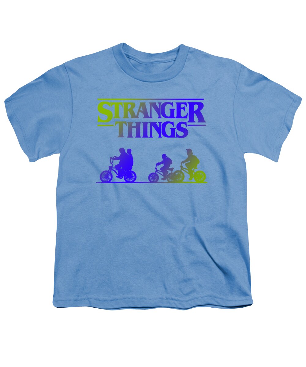 Youth T-shirt in light blue with Stranger Things graphic on front