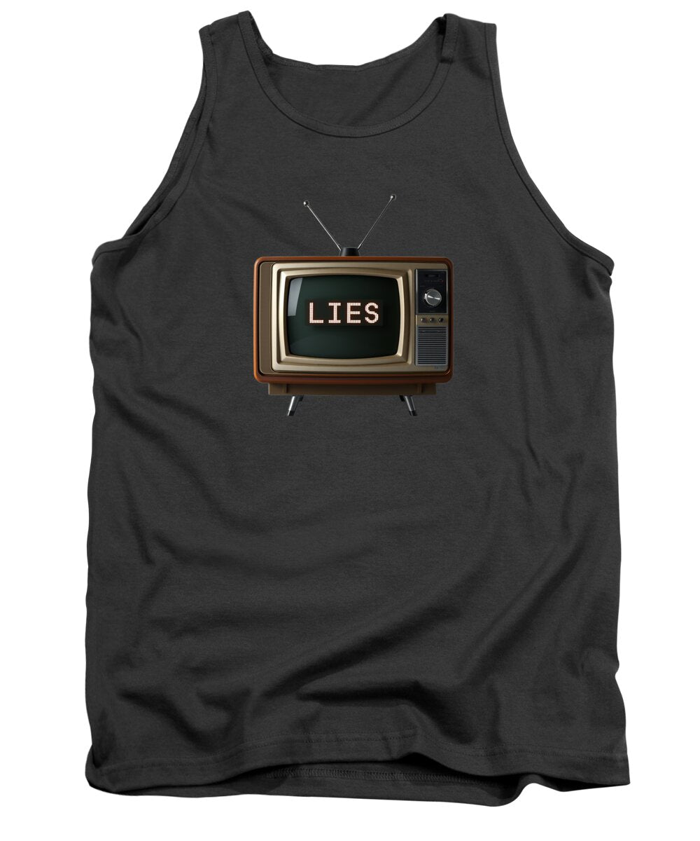 Charcoal gray tank top with TV screen graphic on the front