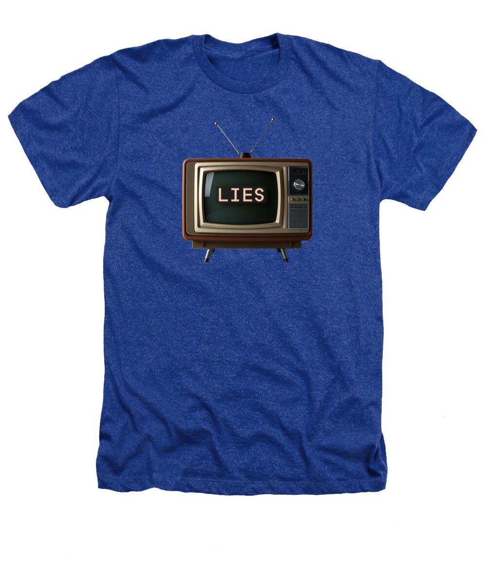 Heathers T-shirt, royal blue, TV graphic with 'LIES' print at center