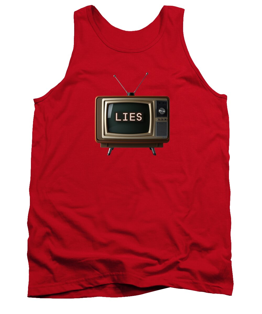 Red tank top with TV screen graphic on the front