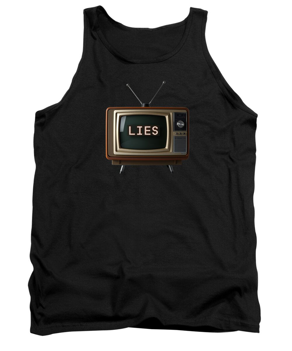 Black tank top with TV screen graphic on the front