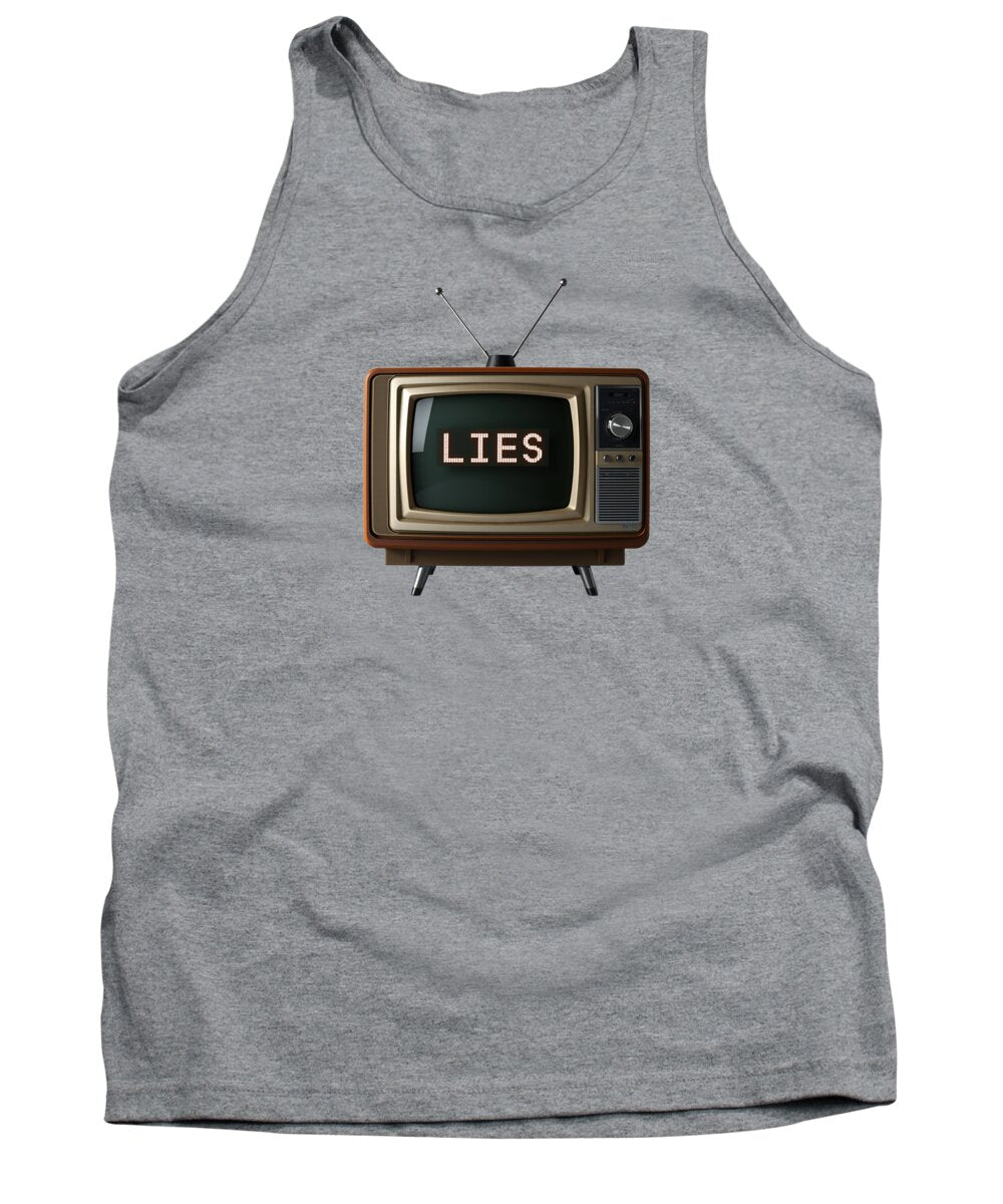 Heather gray tank top with TV screen graphic on the front