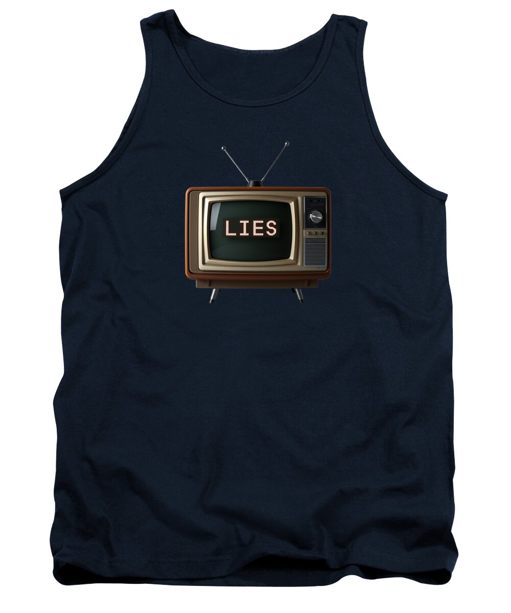 Navy tank top with TV screen graphic on the front