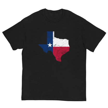 Black T-shirt with Texas flag graphic on the chest