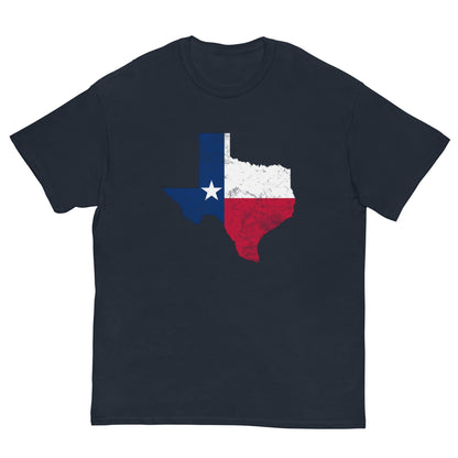Navy T-shirt with Texas state flag graphic on the chest.