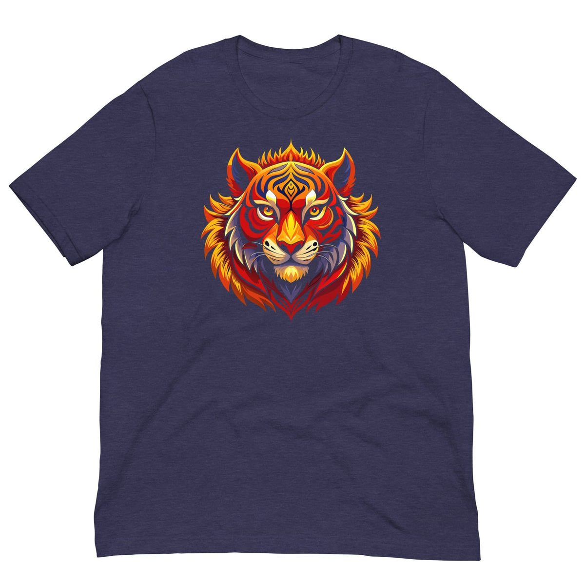 Navy T-shirt with colorful tiger face graphic on chest