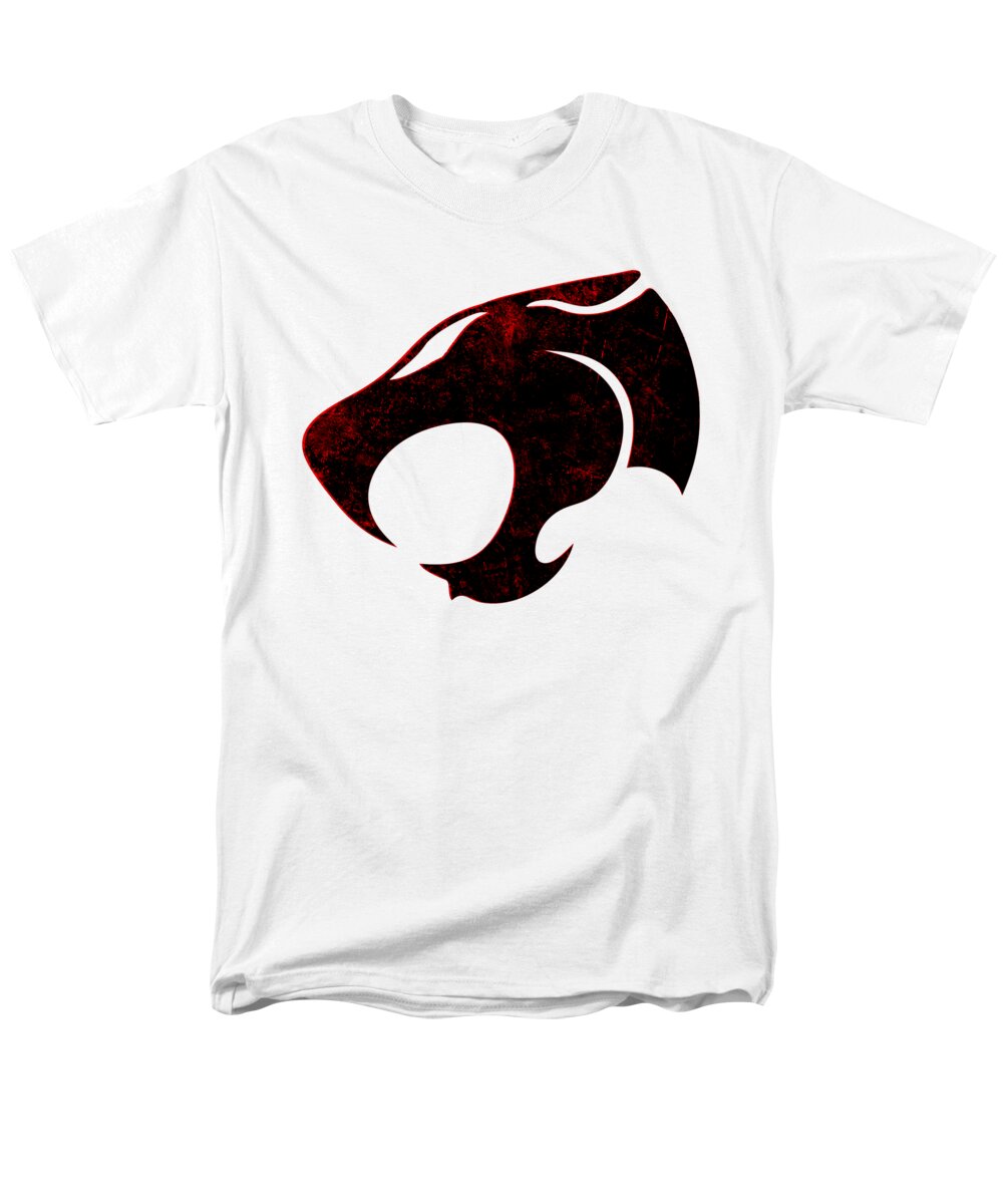 Men's graphic T-shirt, white with distressed red/black emblem front