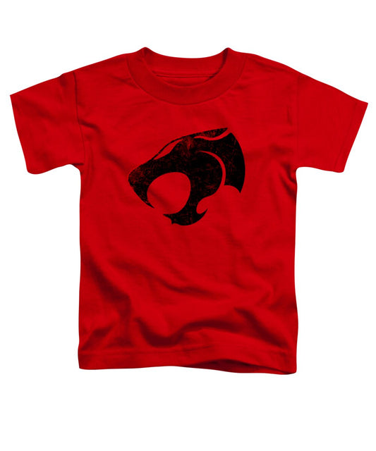 Toddler T-shirt, red, with distressed cat emblem graphic on the front