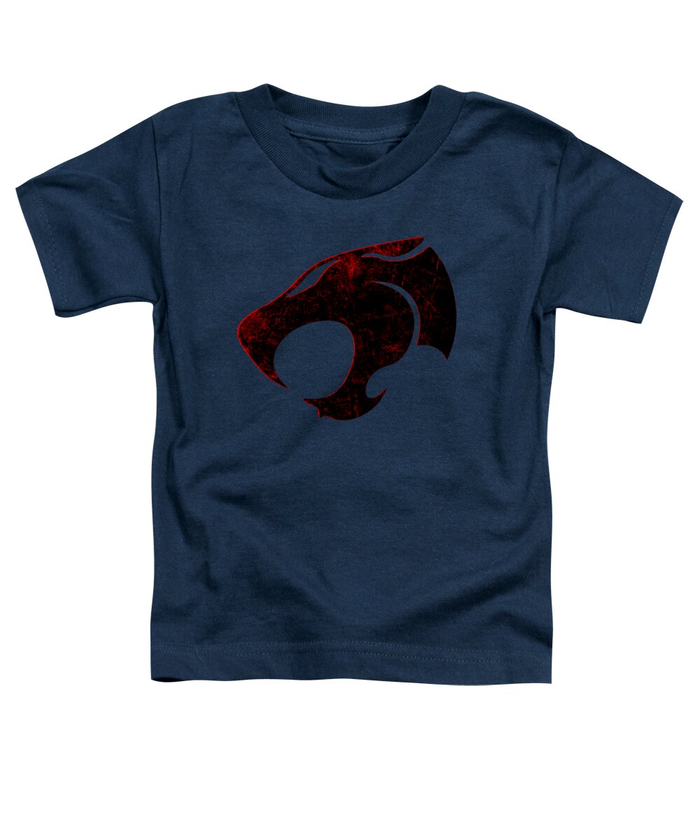 Toddler T-shirt, navy, with distressed cat emblem graphic on the front