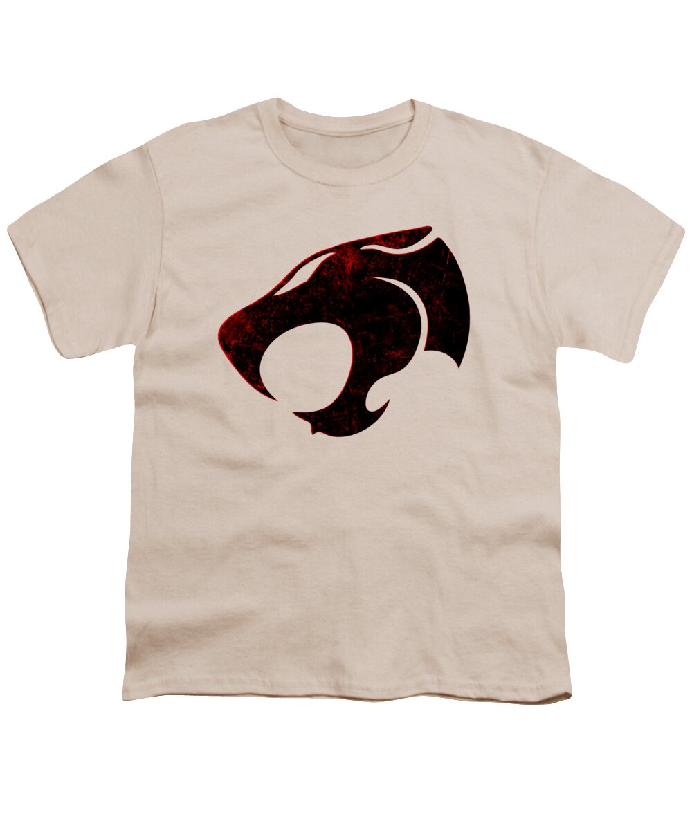 Youth T-shirt in cream with distressed black and red graphic on front