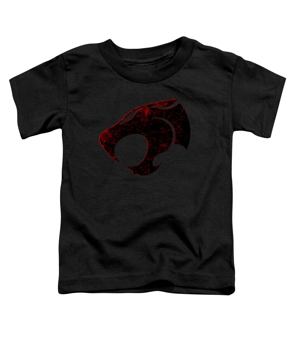 Toddler T-shirt, black, with distressed cat emblem graphic on the front
