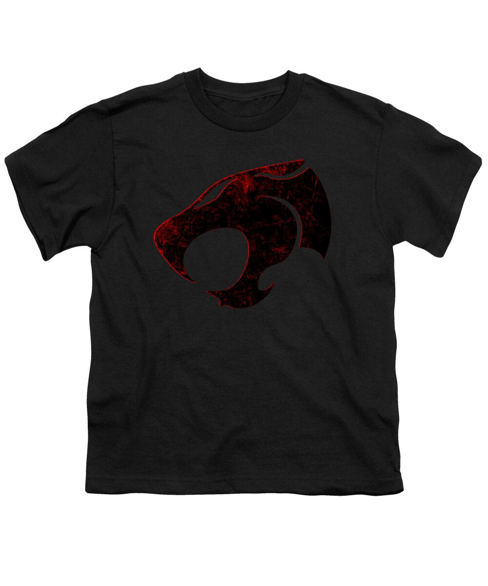 Youth T-shirt in black with distressed red graphic on front