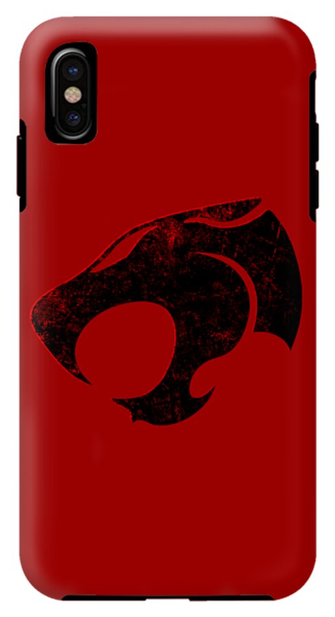 Red phone case with distressed Thundercats logo, single rear camera cutout