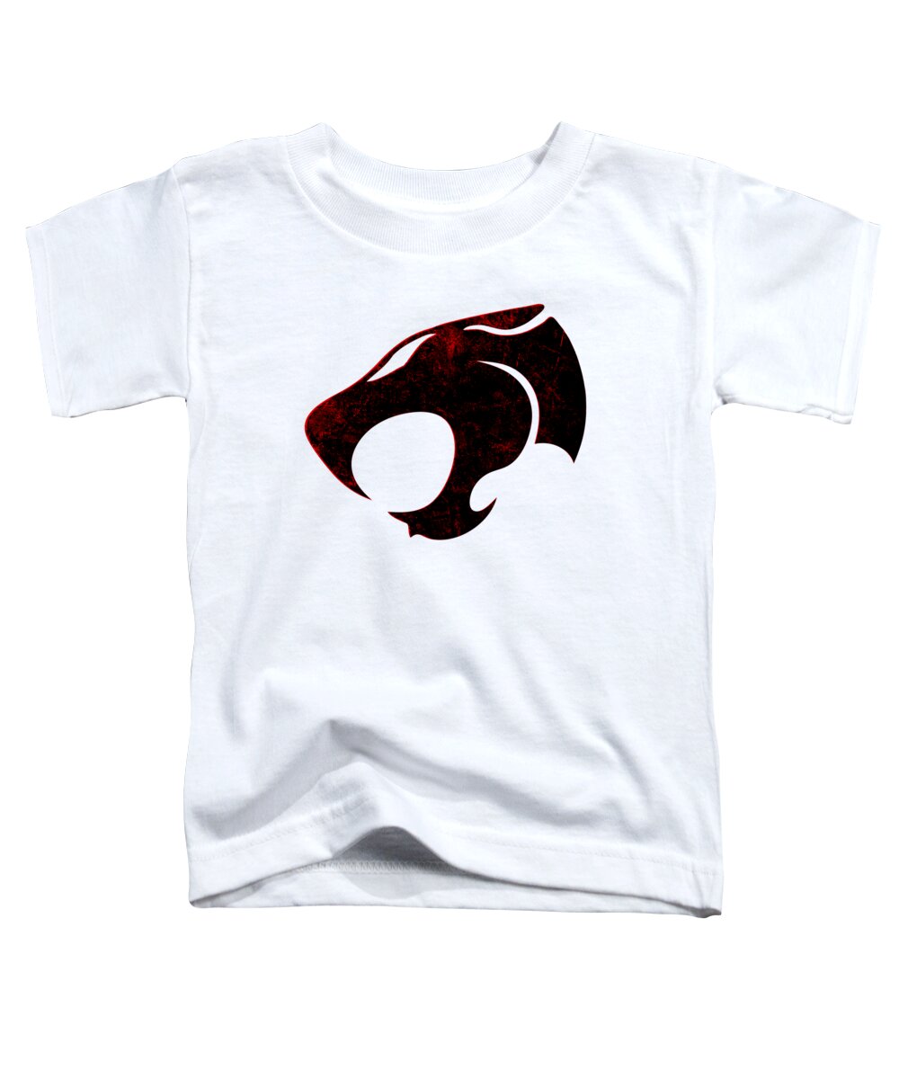 Toddler T-shirt in white with distressed cat-face logo print