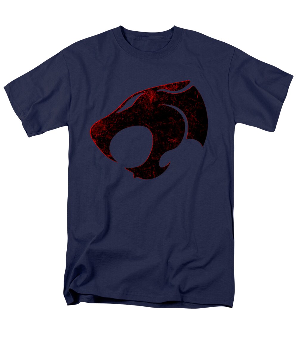 Men's graphic T-shirt, navy with distressed red/black emblem front