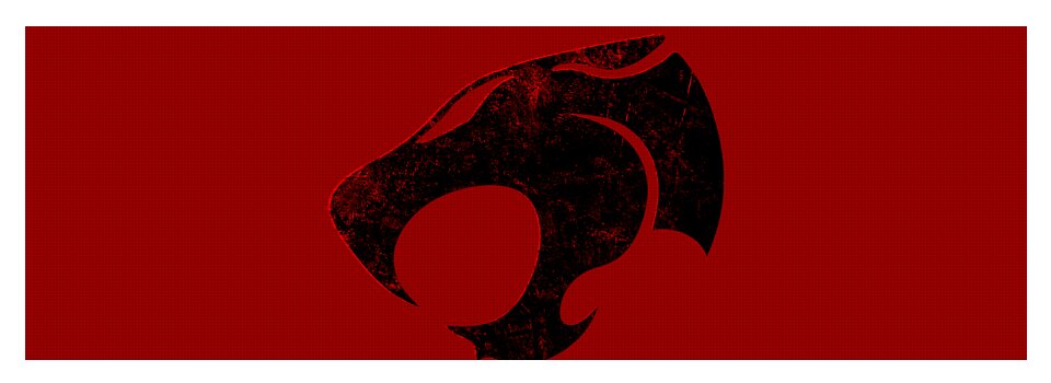 Red yoga mat with large distressed cat-face emblem