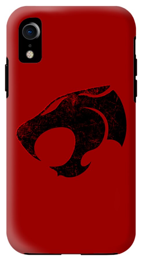 Red phone case with distressed Thundercats logo, single rear camera cutout
