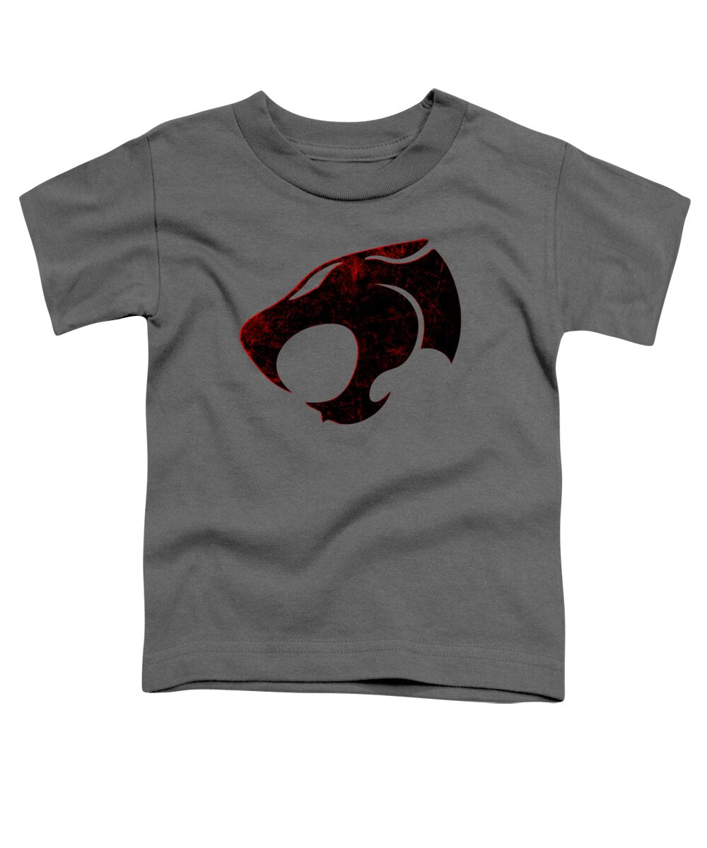 Toddler T-shirt, dark gray, with distressed cat emblem graphic on the front