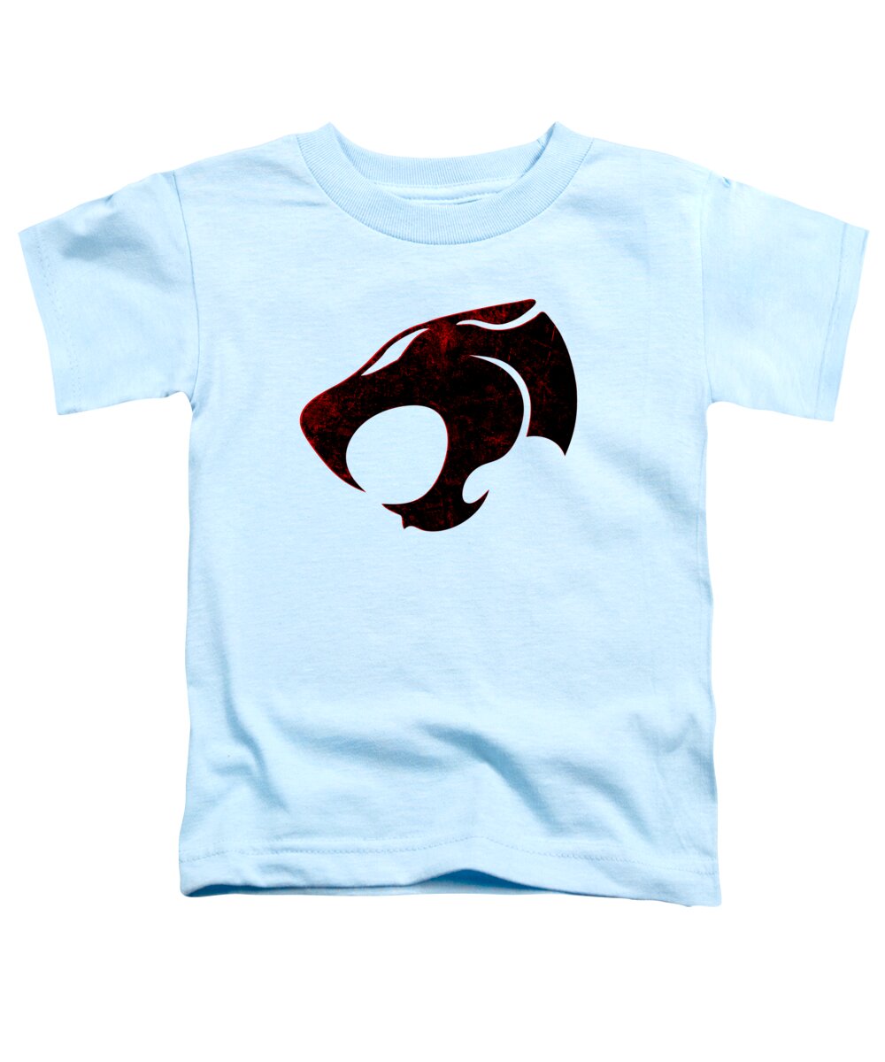 Toddler T-shirt, pale blue, with distressed cat emblem graphic on the front