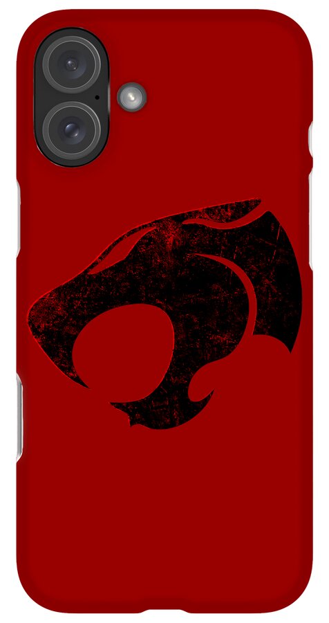 Red phone case with distressed Thundercats logo, dual rear camera cutout