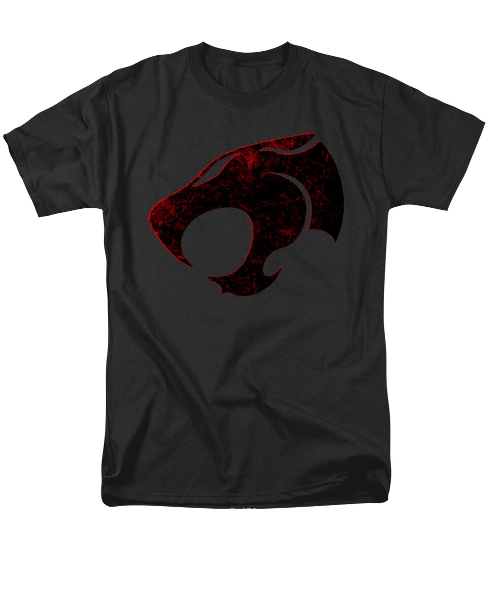 Men's distressed graphic T-shirt in black, crew neck, short sleeves
