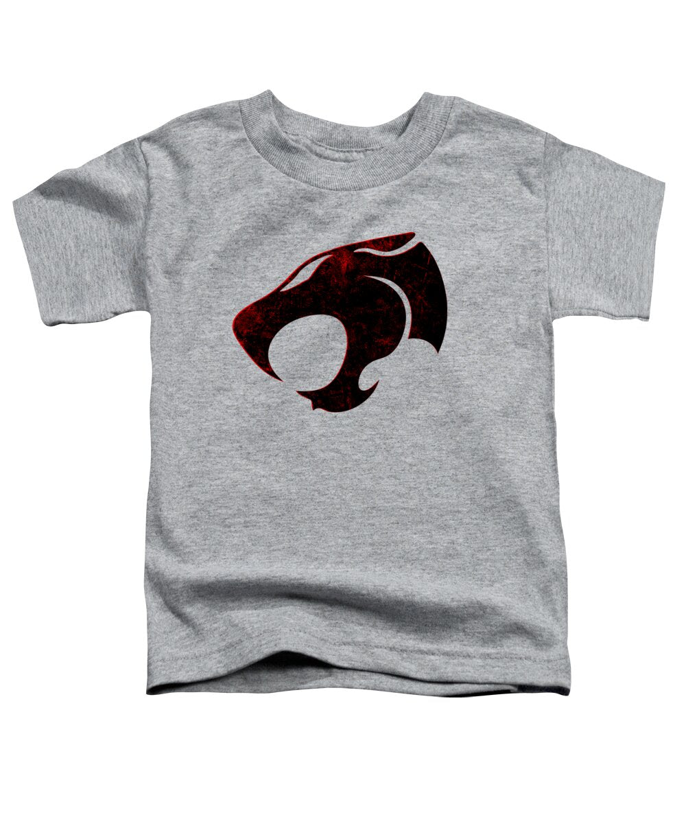 Toddler T-shirt, heather gray, with distressed cat emblem graphic on the front