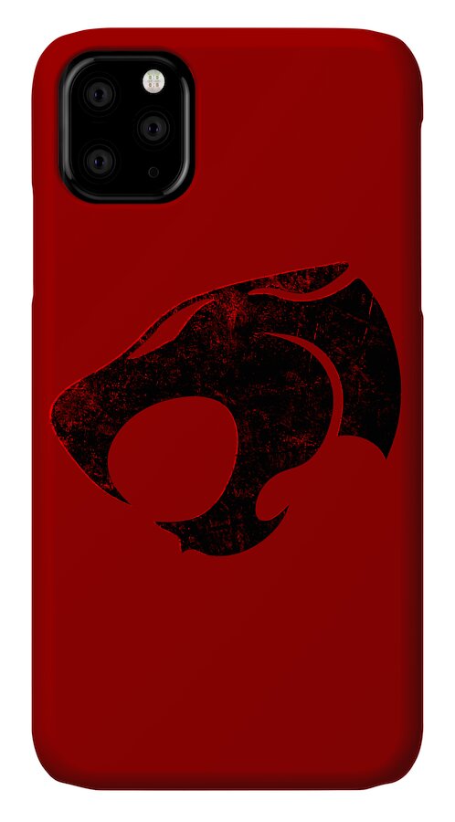 Red phone case with black distressed Thundercats sign and single camera cutout