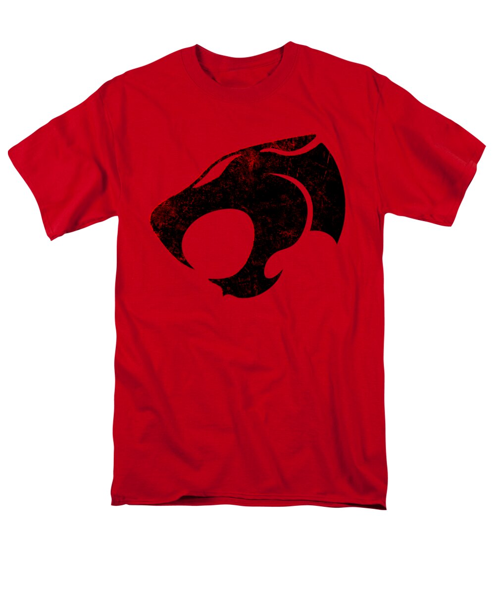 Men's graphic T-shirt, red with distressed red/black emblem front