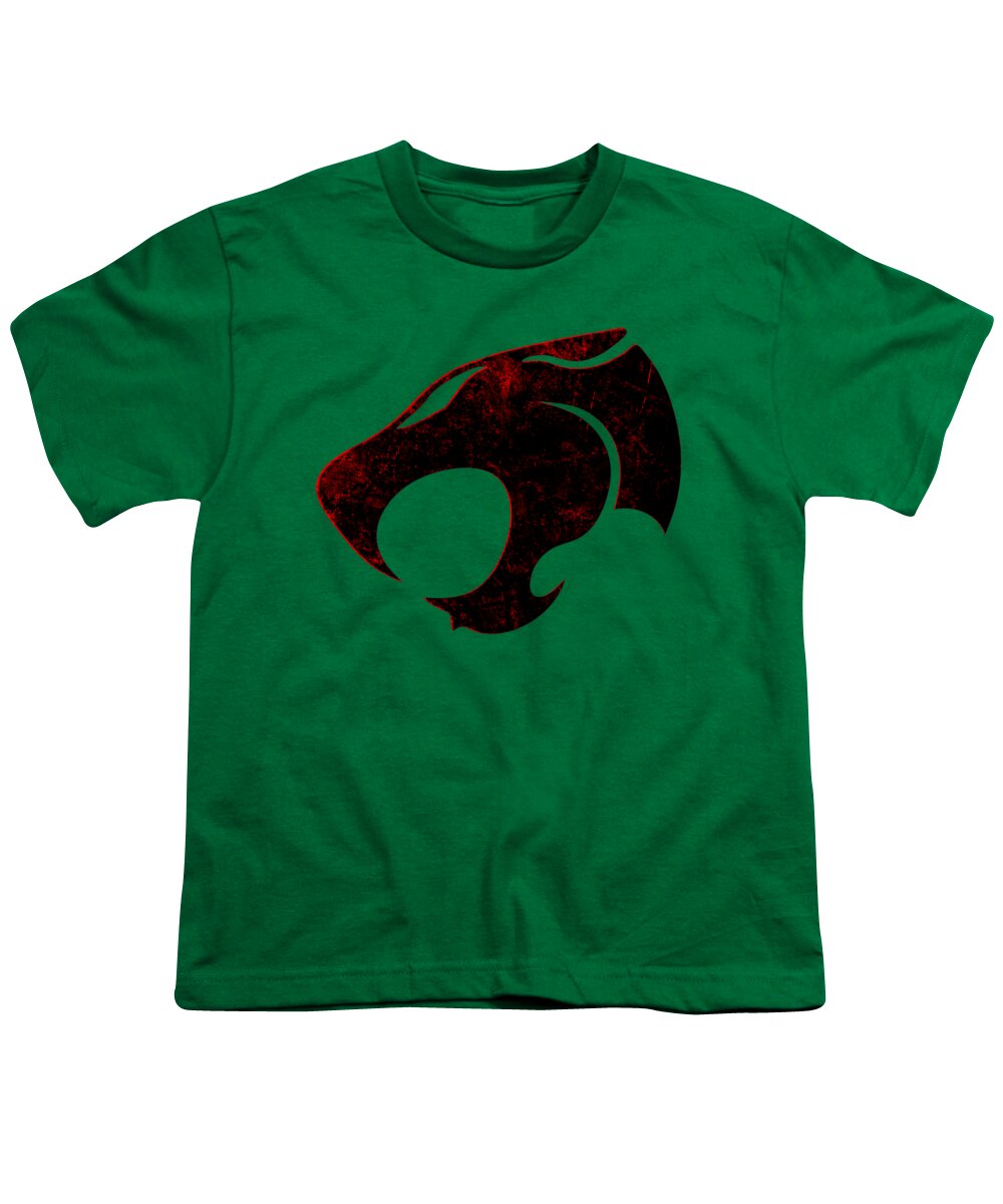 Youth T-shirt in green with distressed black and red graphic on front