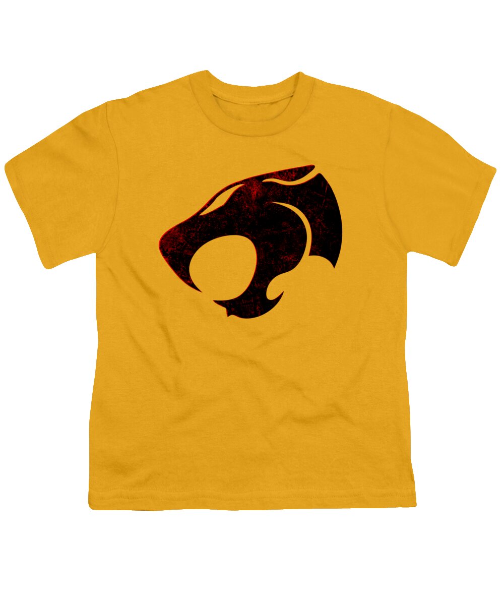 Youth T-shirt in yellow with distressed black and red graphic on front
