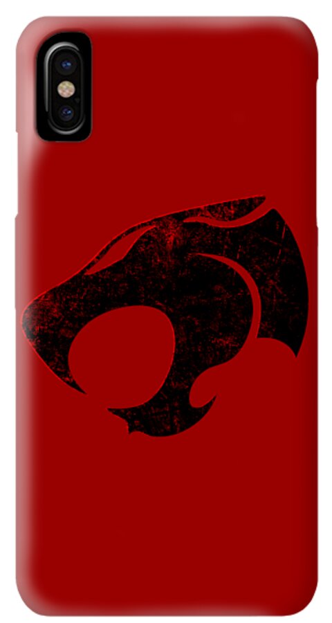 Rose-red phone case with black distressed Thundercats sign and single camera cutout